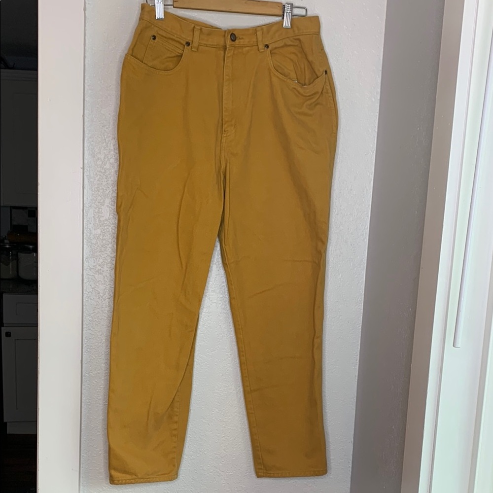 Vintage Oleg Cassini Mustard Yellow High Rise Mom Jeans Size 14 Heritage 90s